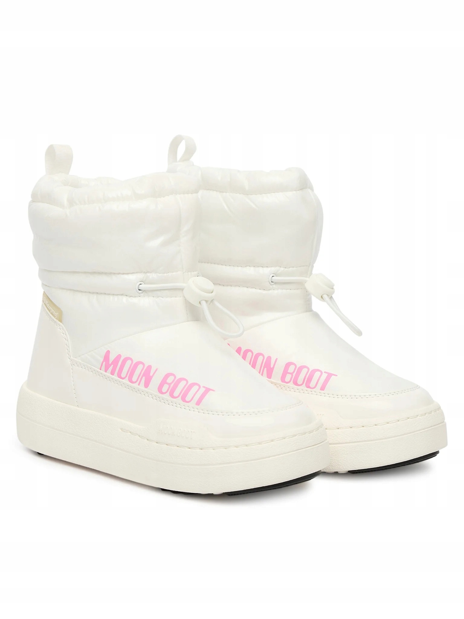 Moon Boot Bílé Sněhule S Pastelově Růžovým Nápisem 36 Opb