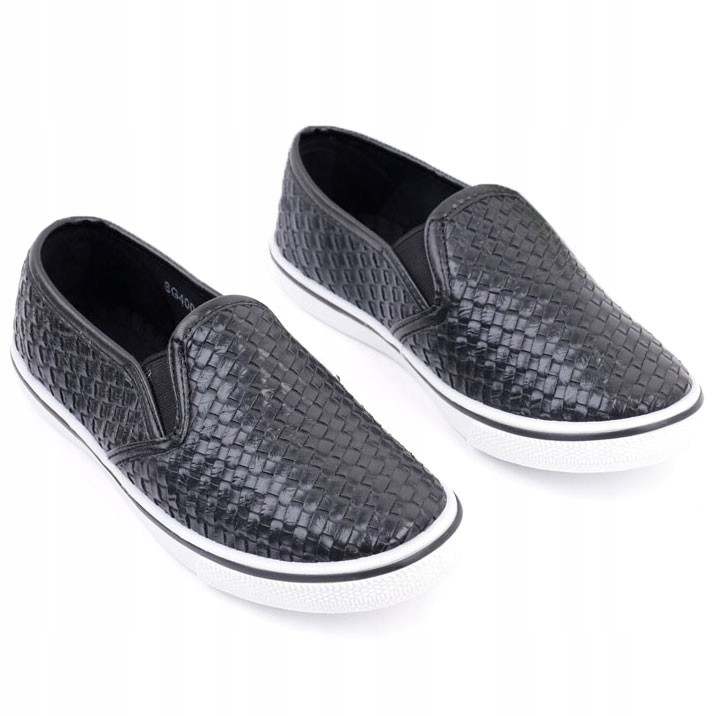 

Slip on dziewczęce buty wsuwane trampki czarne