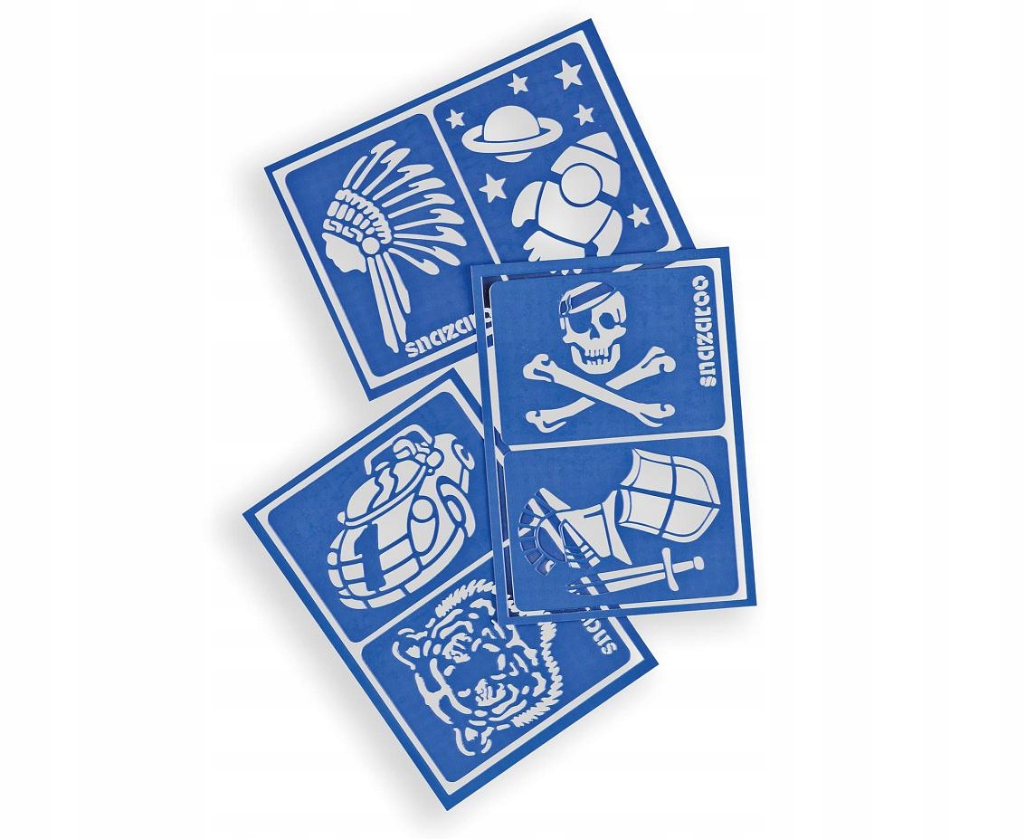 Szablony do Malowania Twarzy 6 szt. Chłopcy Snazaroo Stan opakowania oryginalne