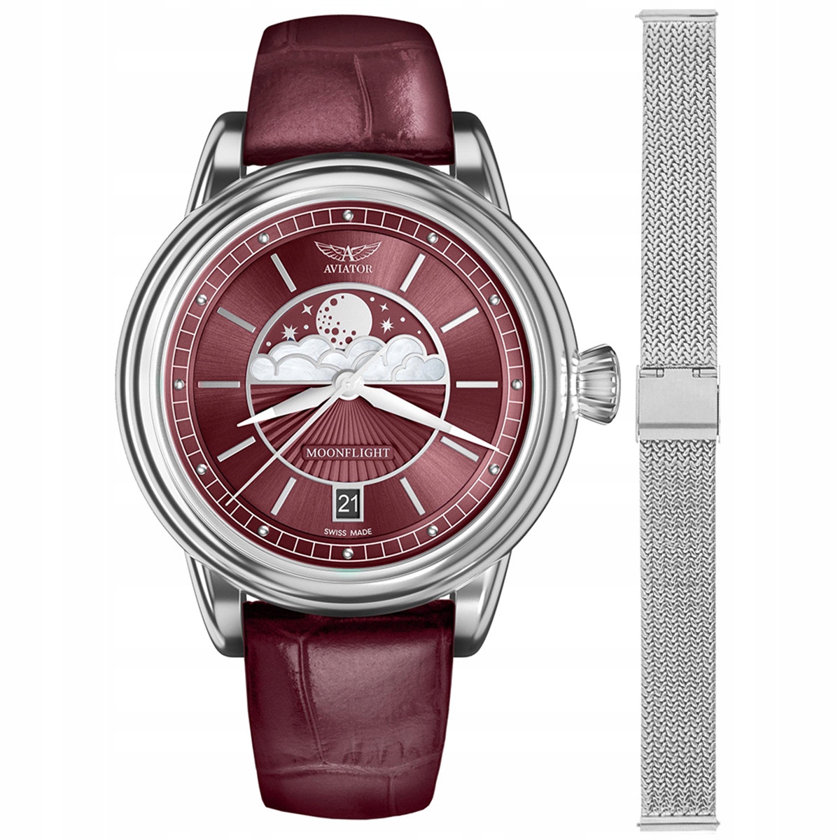 Dámské hodinky Aviator V.1.33.0.264.4-SET stříbrné