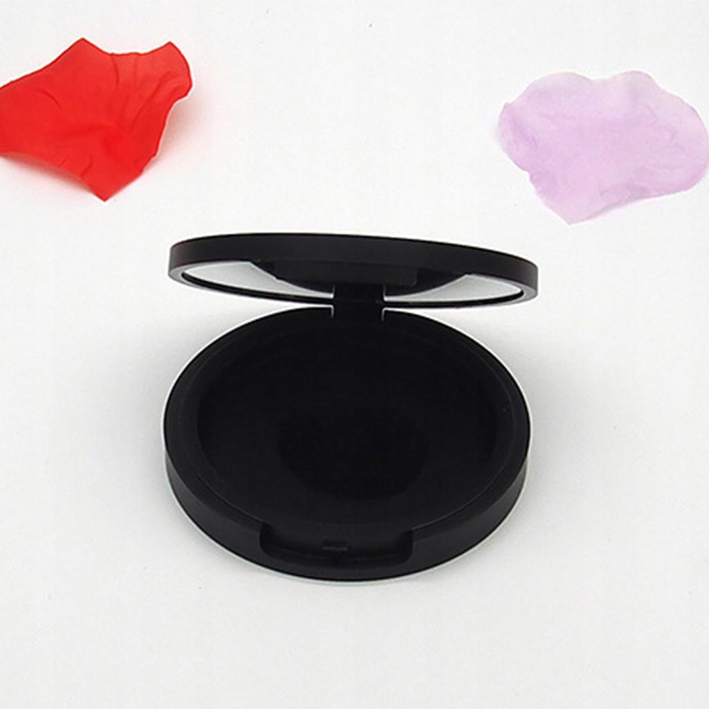 Pojemnik na puder, cienie do powiek i lusterko w kolorze czarnym i srebrnym, wysokość 17 mm Marka bez marki