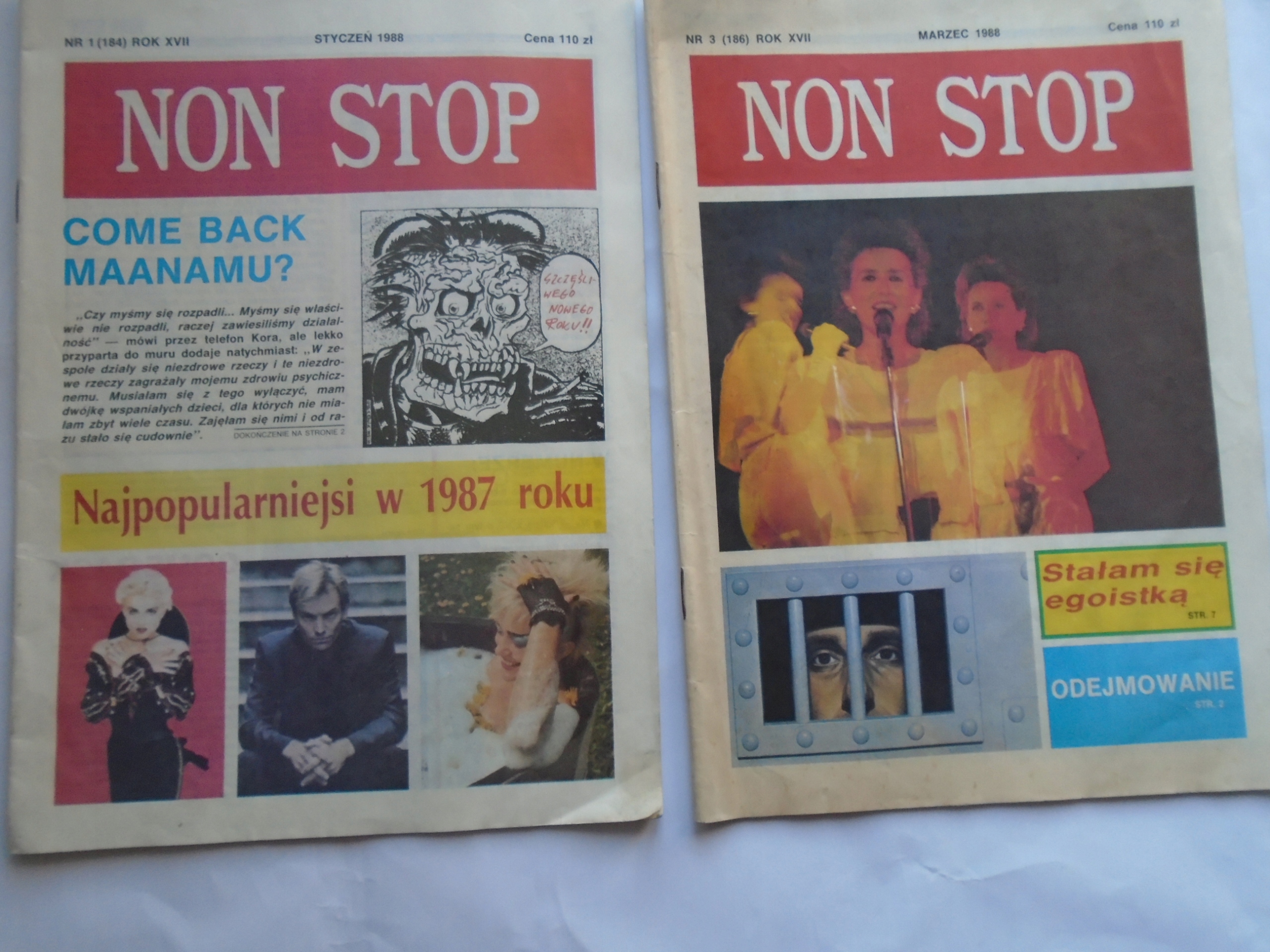 @ NON STOP MIESIĘCZNIK DEMOKRATYCZNY 5 sztuk WYNIKI PLEBISCYT ROK 1987 ISSN 01377779