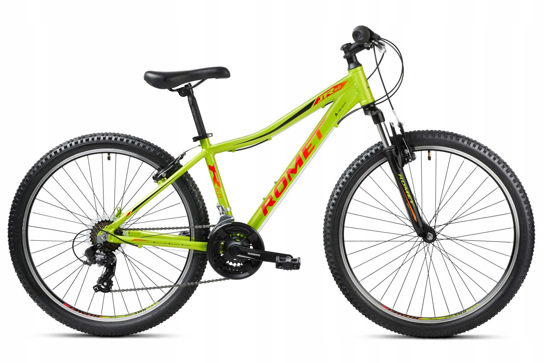 Rower górski Mtb Romet Rambler R6.0 Jr 26 M(17") limonkowo czarno czerwony