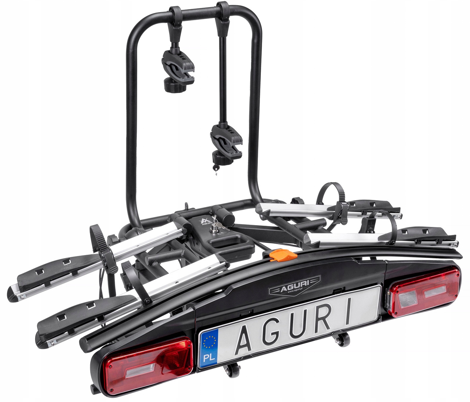 BAGAŻNIK ROWEROWY UCHWYT NA HAK AGURI E-BIKE 13-PIN NA 2 ROWERY ELEKTRYCZNE Model ACTIVE E-BIKE 2 ROWERY