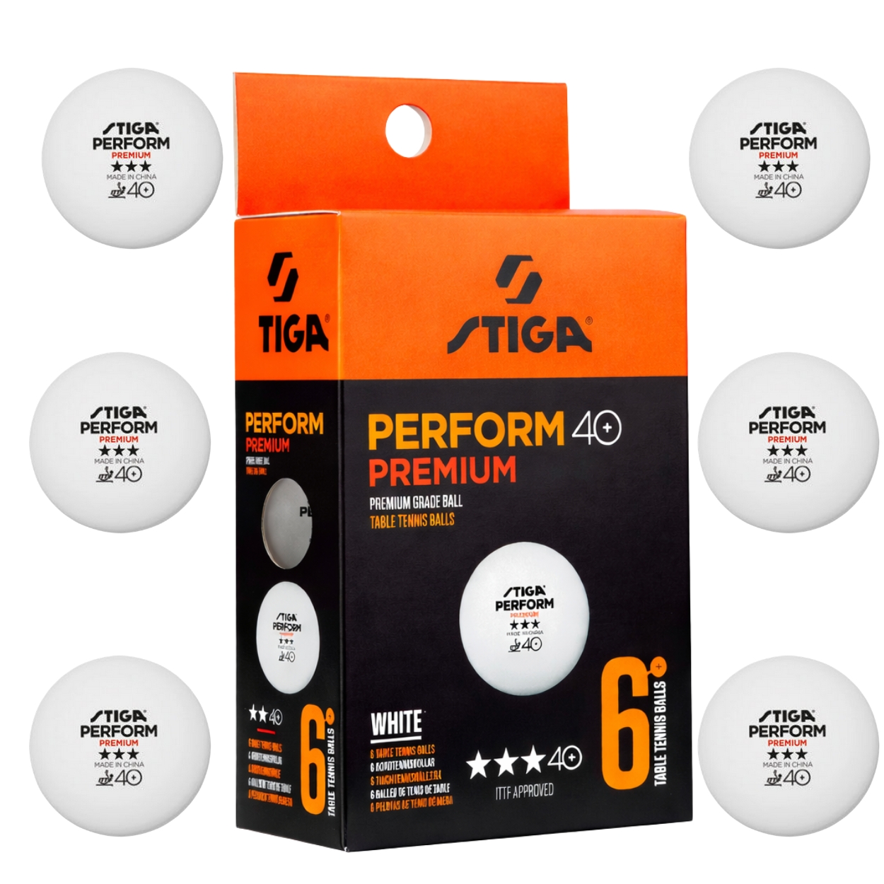 PIŁECZKI DO TENISA STOŁOWEGO STIGA PREMIUM 6 SZT. 3* PIŁECZKI DO PING PONGA