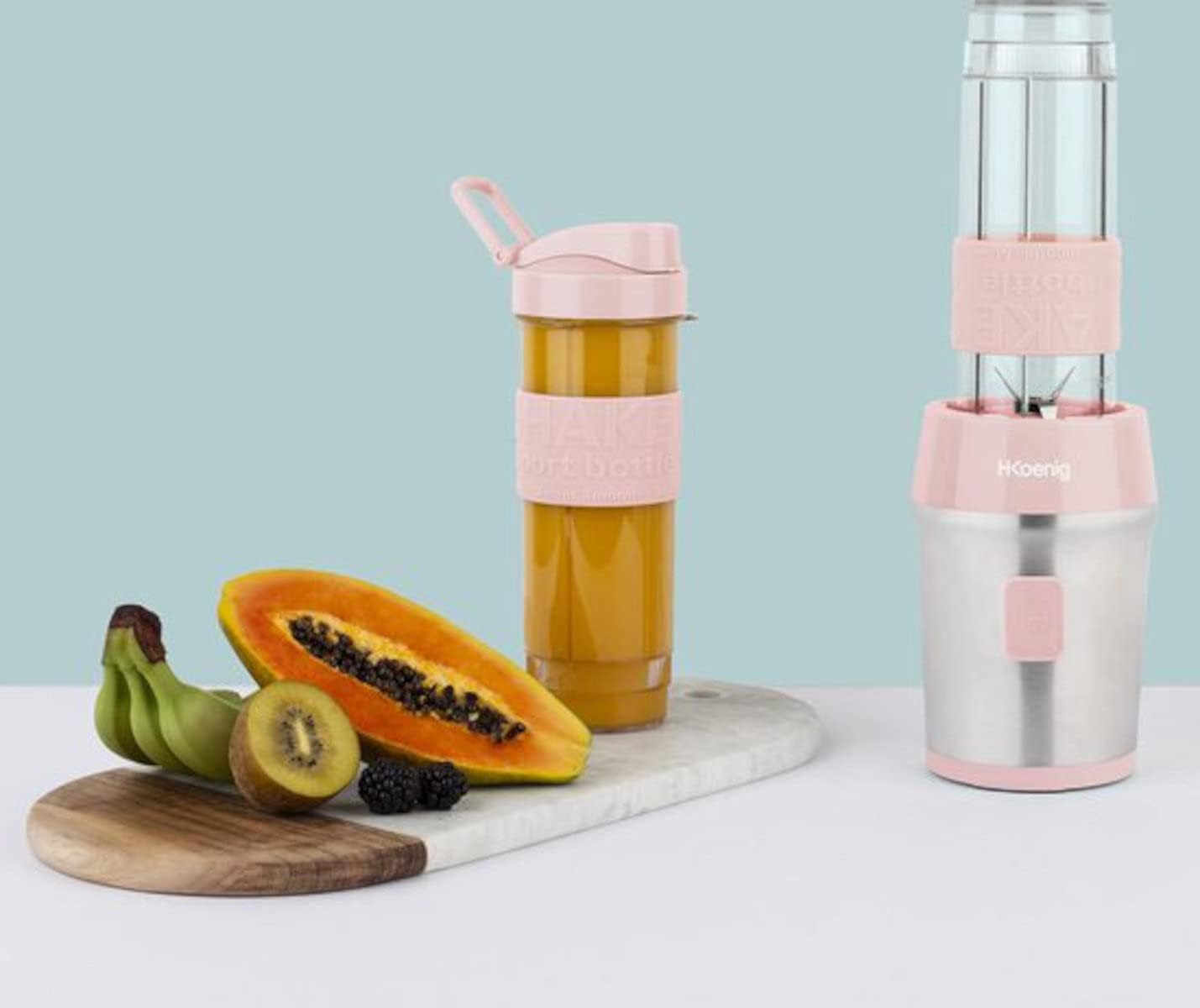 HKOENIG Mini Blender Smoothie 570ml 300W BPA Free 2 Butelki Pastelowy Róż — miniatura 11