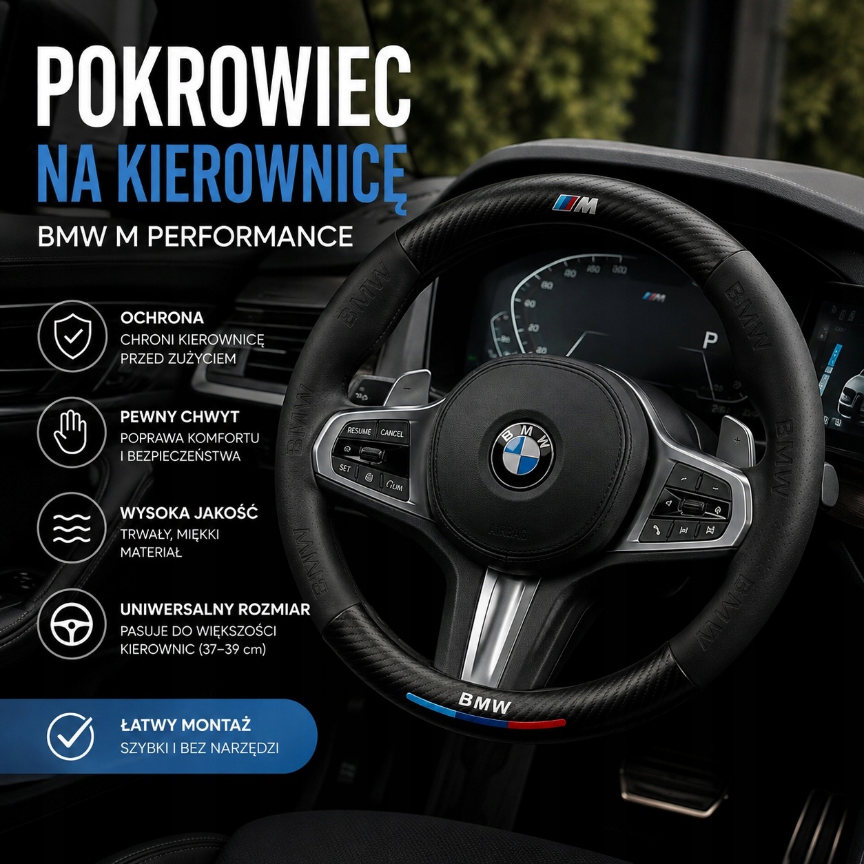 Pokrowiec na kierownice Premium Bmw M-series