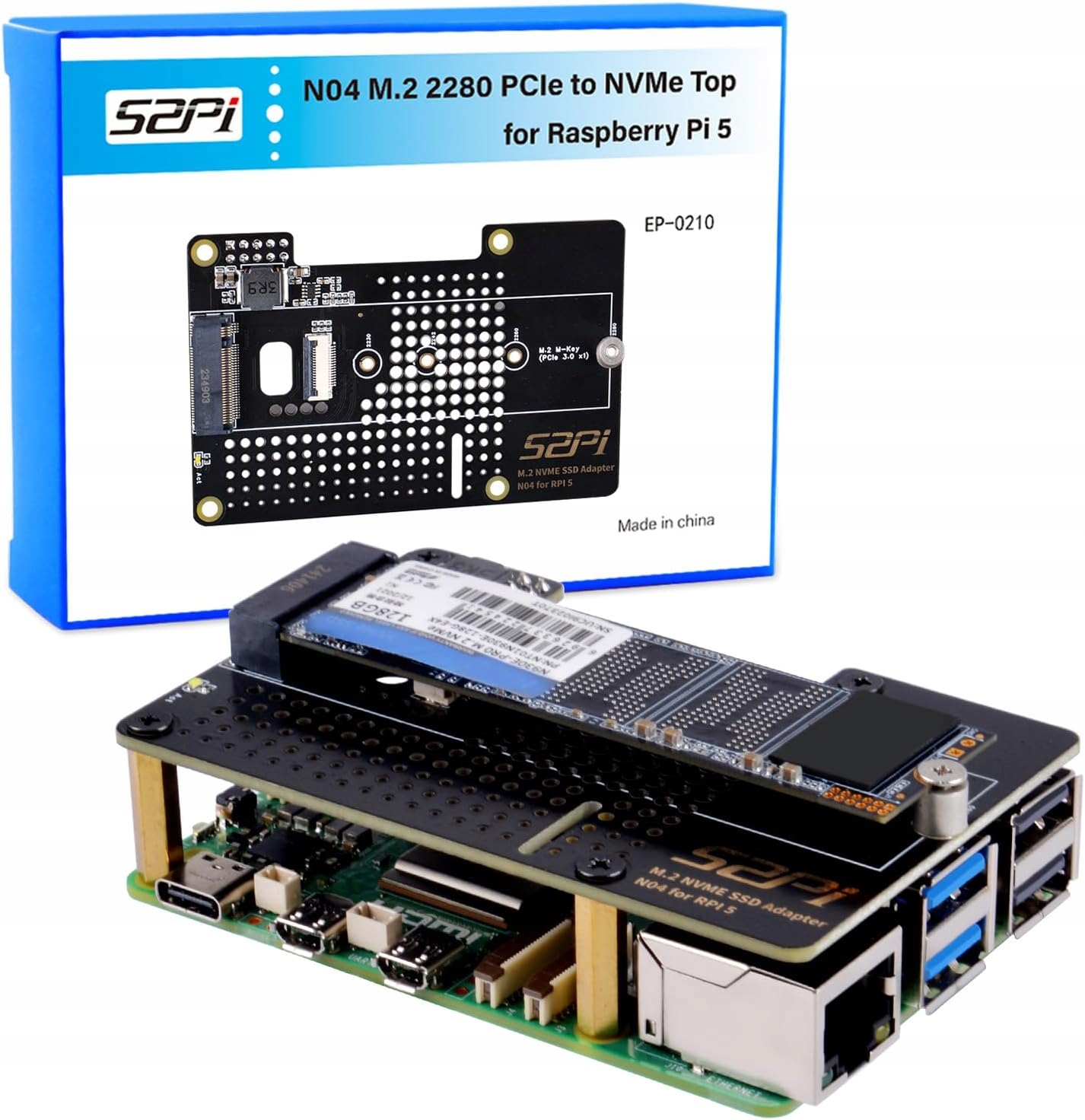 GeeekPi Raspberry Pi 5 8GB zestaw startowy z N04 M.2 NVMe SSD PCIe 64GB
