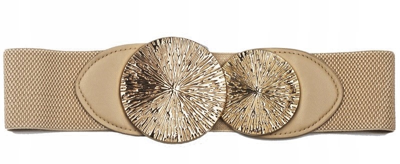 PASEK DAMSKI BEŻOWY ELASTYCZNY ZŁOTY 80-100 CM PAS DO PŁASZCZA ELEGANCKI Rozmiar inny