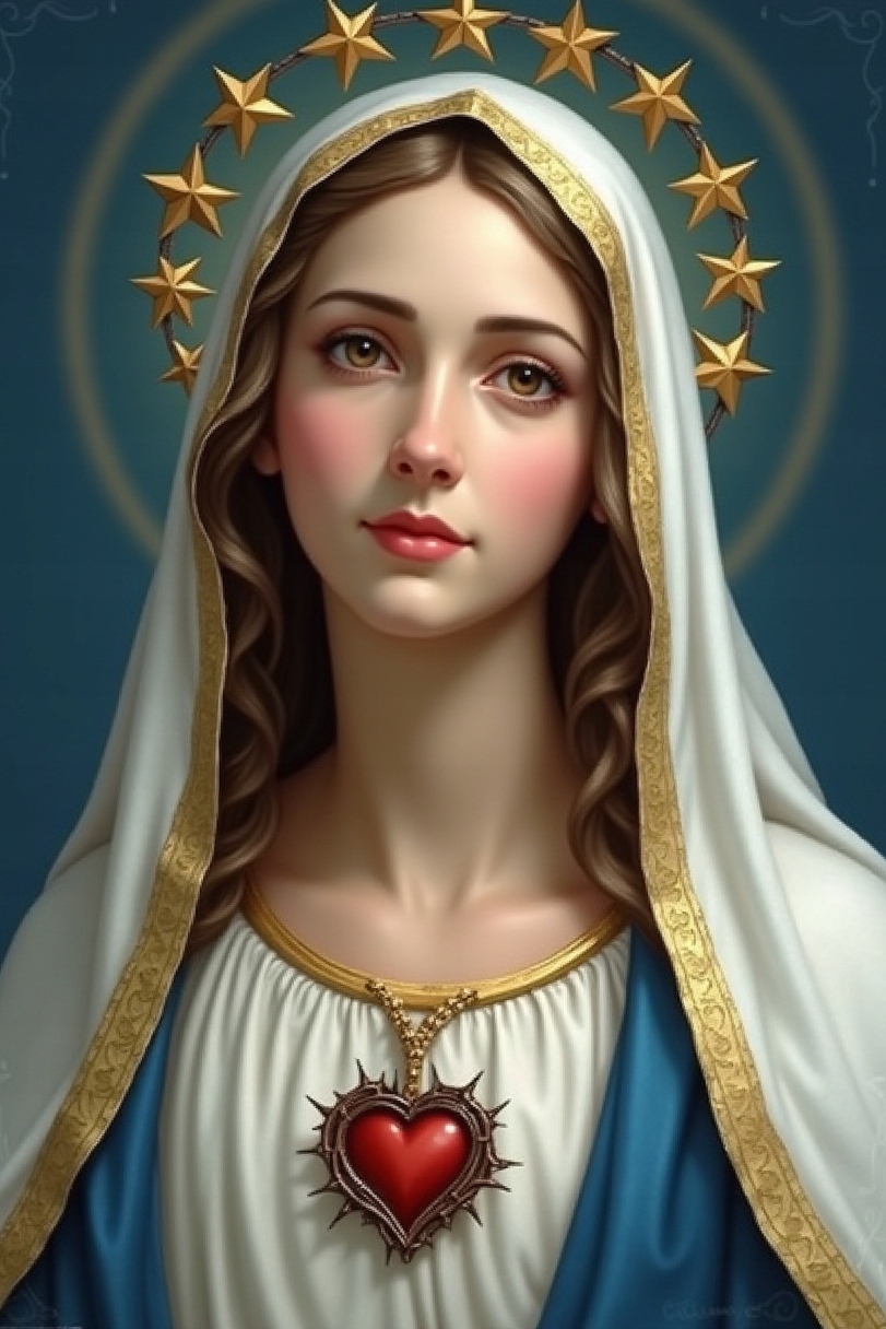 Diamantová výšivka Marie Svatá Ježíš náboženský Madona XXL Velká 80x120 cm