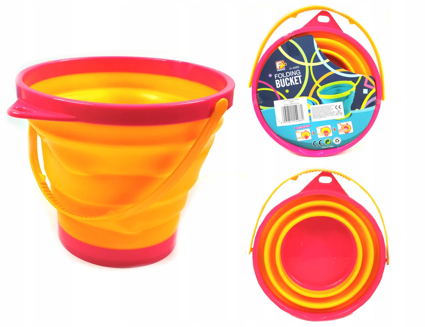

154881 Składane Wiaderko Do Piasku Silikon Różowe