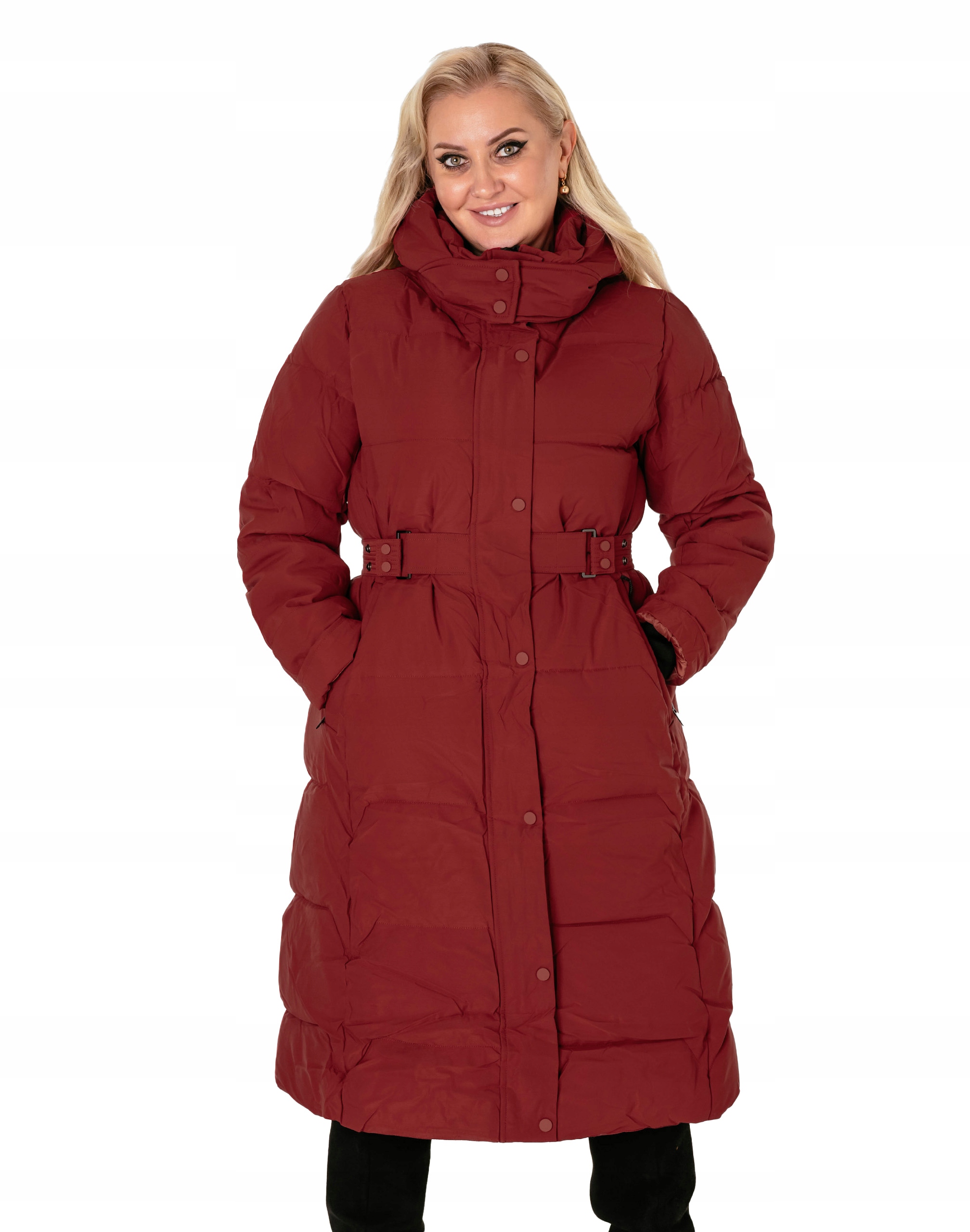 Teplý, zateplený, dlouhý dámský zimní péřový kabát 23931-2 XL