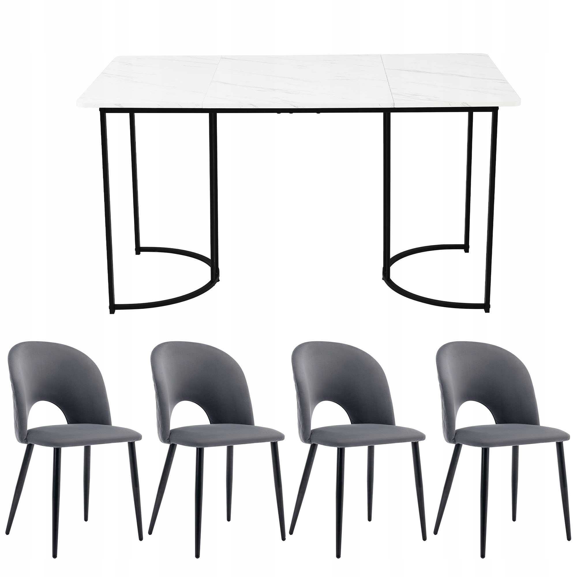 Jídelní set Jídelní stůl 140×80 cm 4 šedé židle