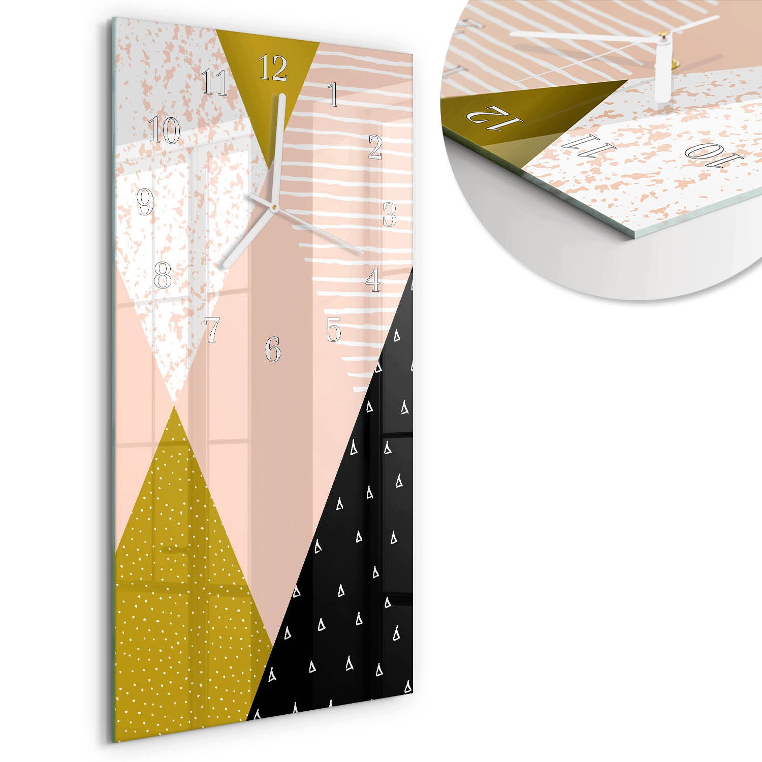Fotoobraz Skleněné nástěnné hodiny pro moderní interiéry, vzor obdélník 30x60 cm