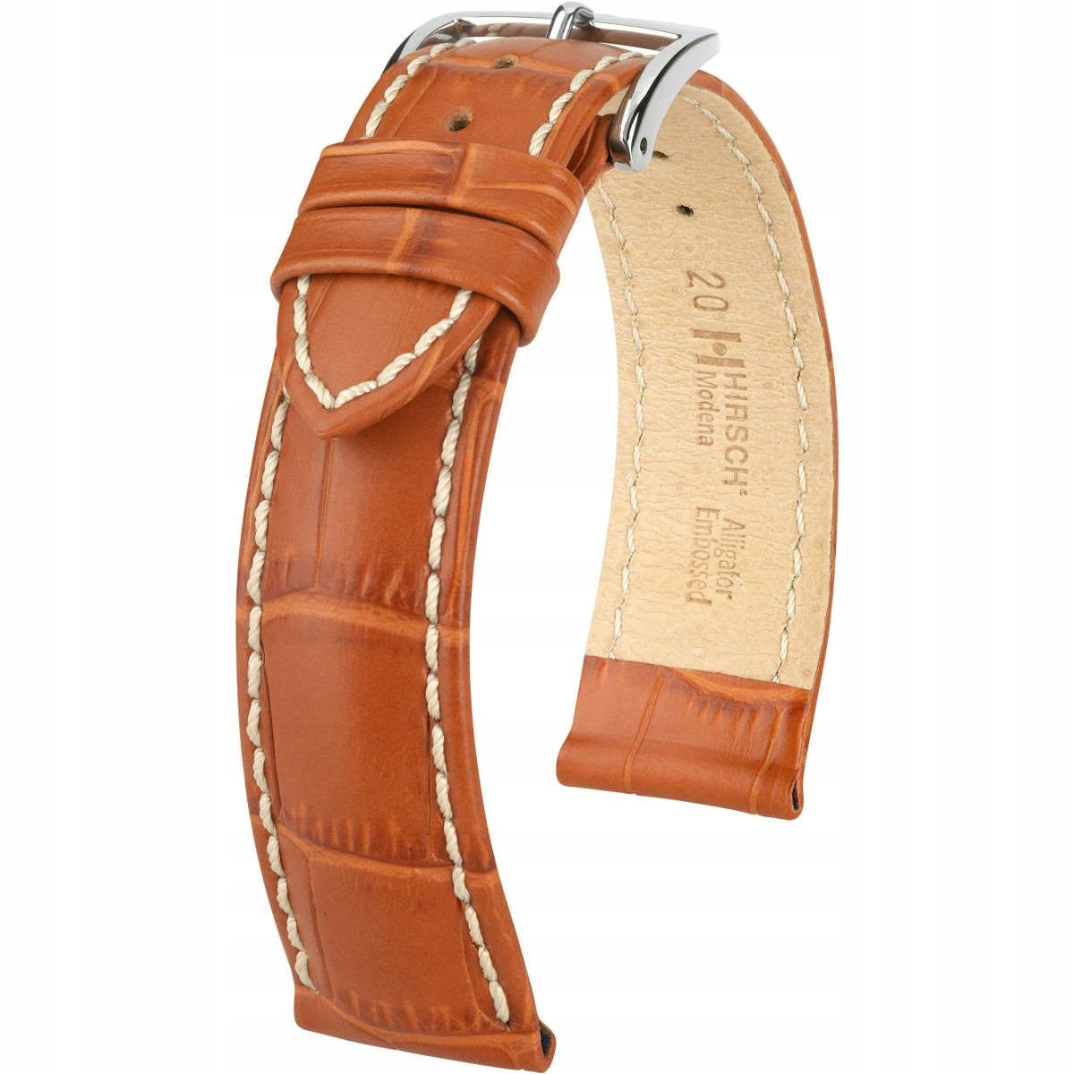 Medově hnědý kožený opasek 20 mm Hirsch Modena 10302875-2-20 (L)
