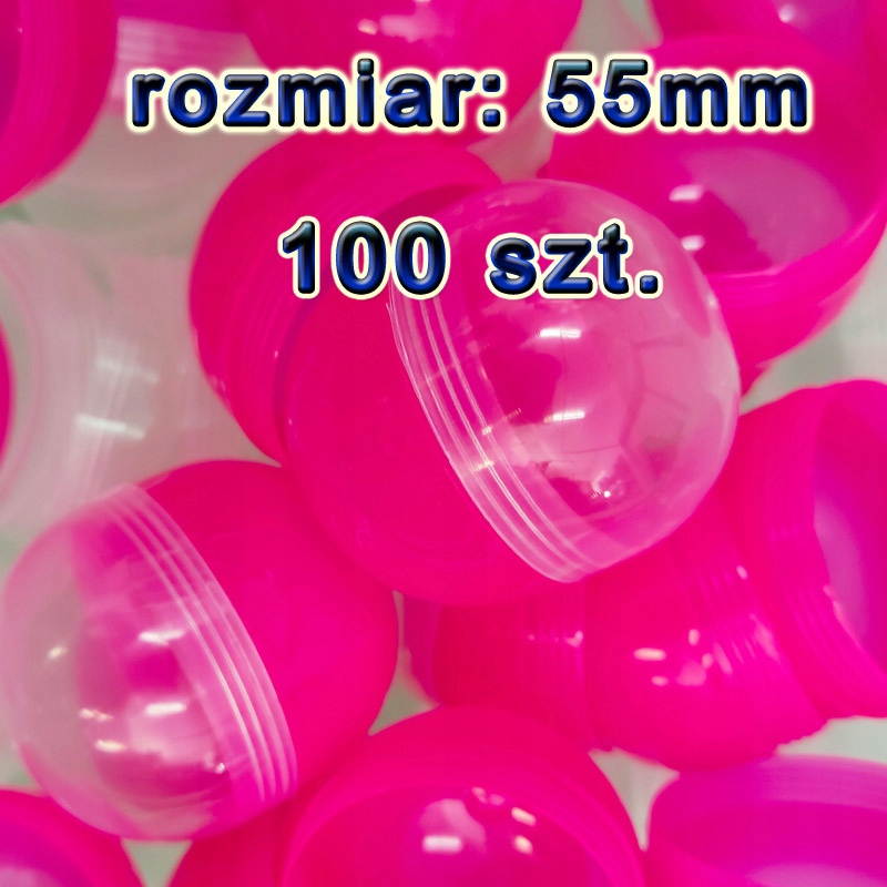 Kapsuła pusta 55 mm Różowa róż piłka kulka 100szt loteria losowanie kapsuły