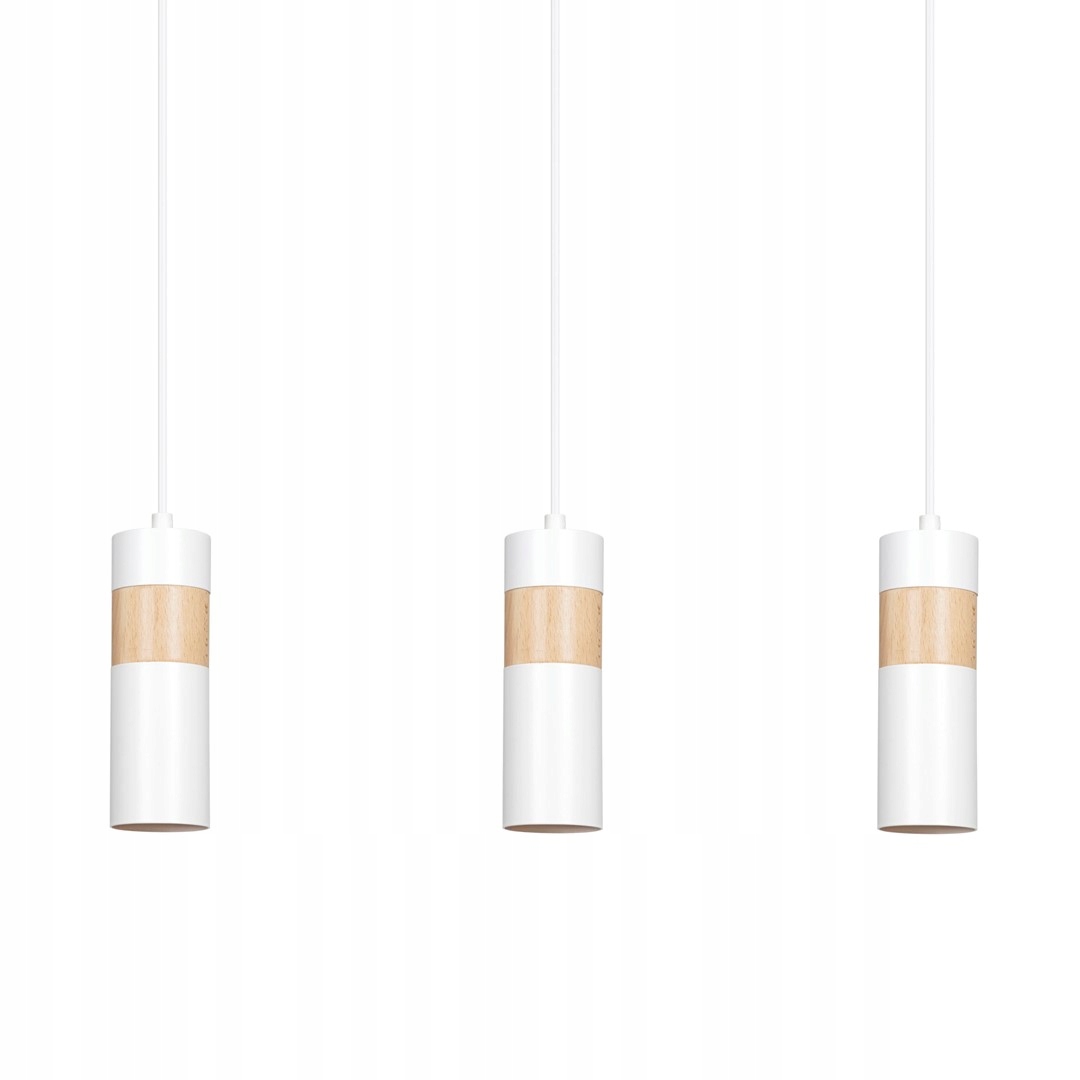 Závesná lampa Akari 3 White škandinávska tuby drevo biela