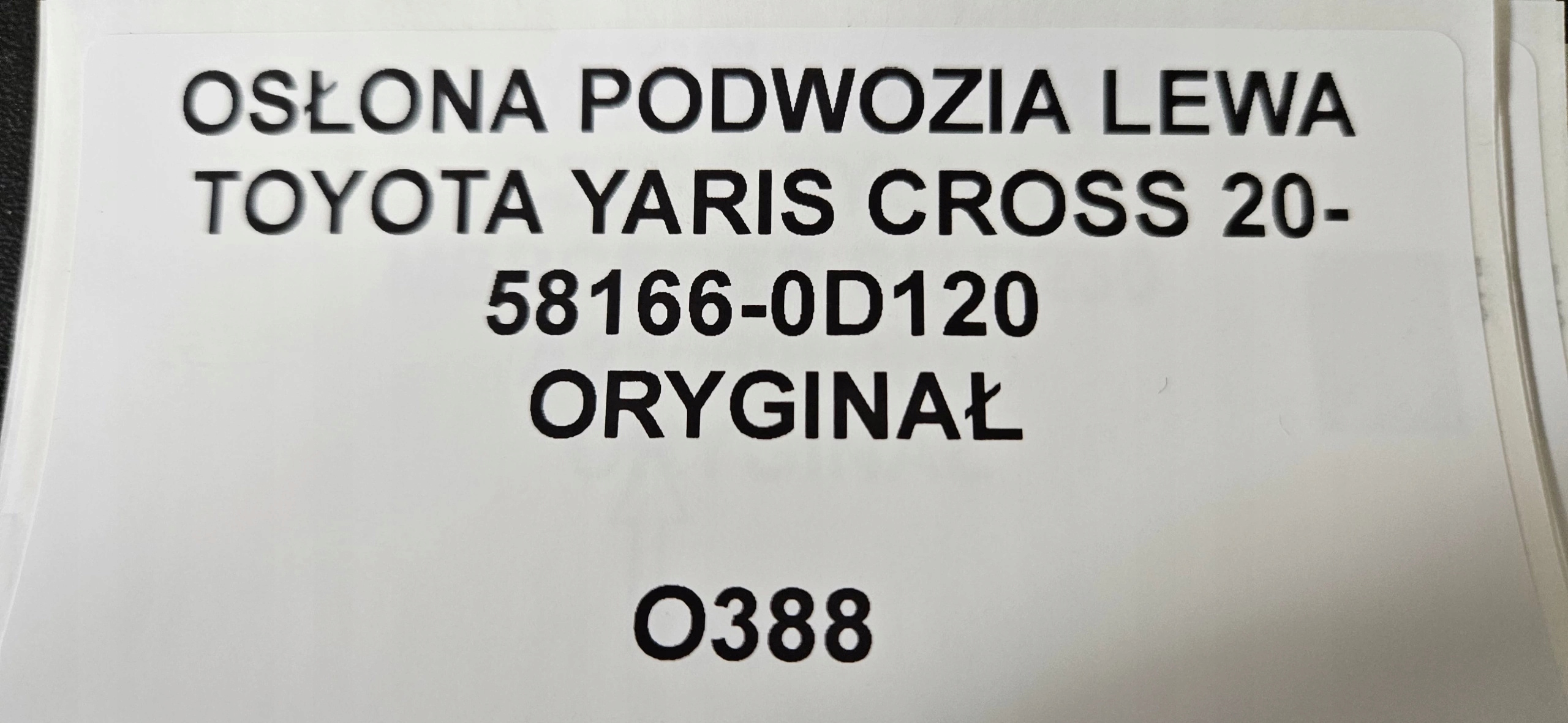 cover chassis left TOYOTA YARIS CROSS 2020- ORYG