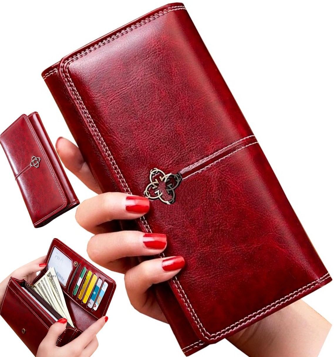 

Damski Portfel Skórzany duży pojemny