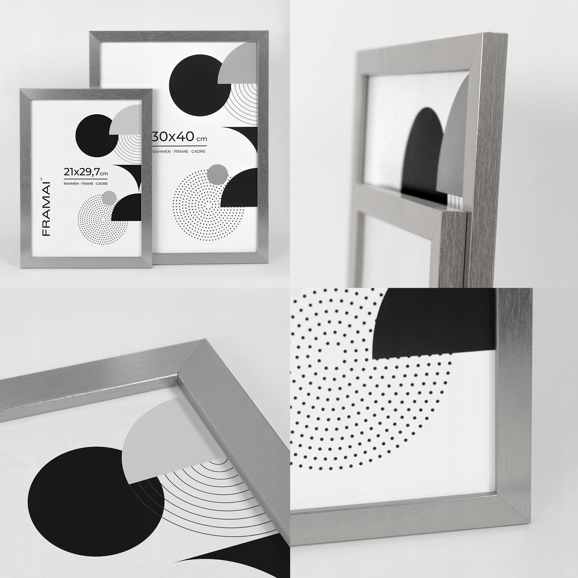 RAMKA NA ZDJĘCIA SREBRNA 50x70 cm FOTO RAMA PLAKAT DYPLOM Szerokość produktu 50 cm