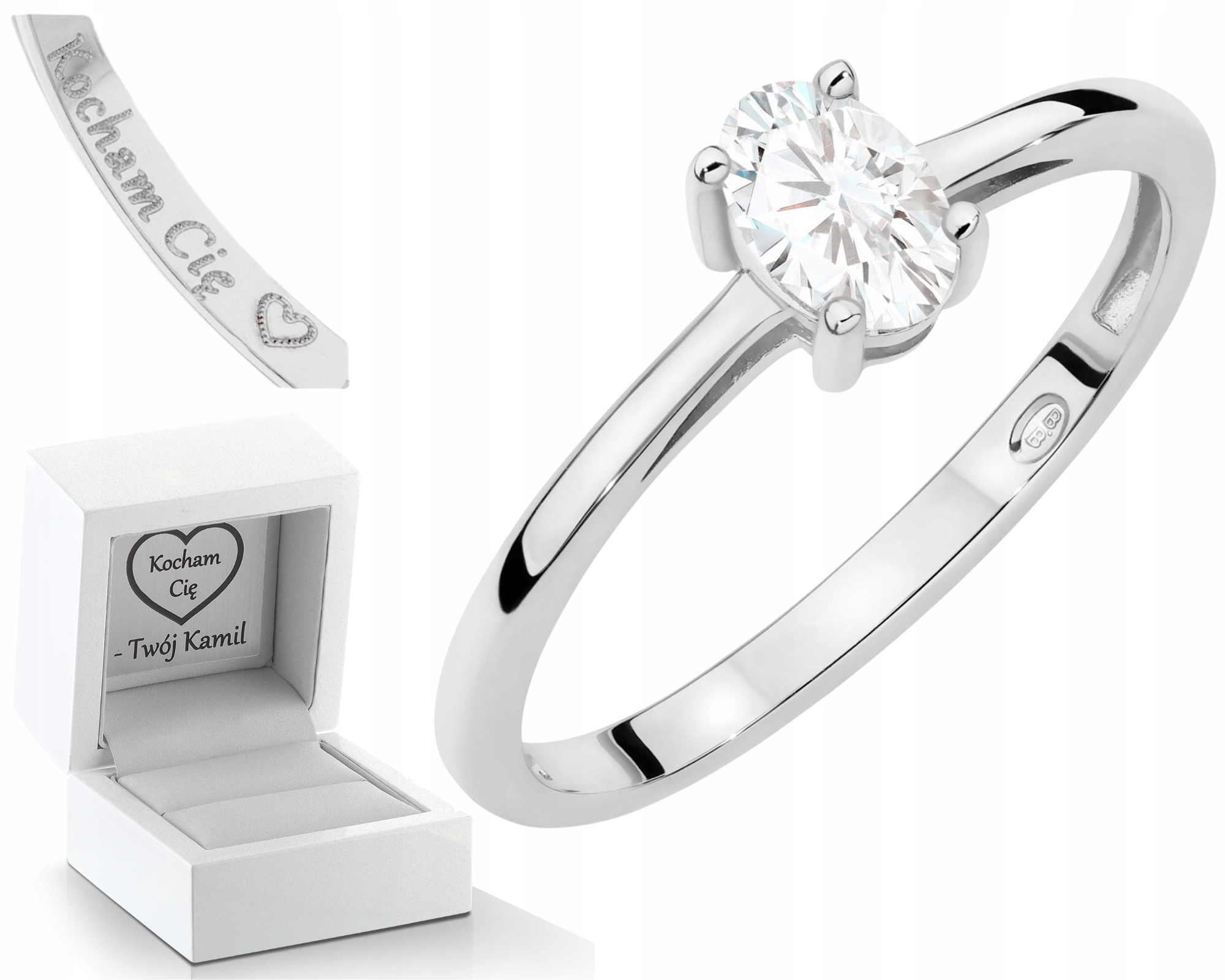 Prstýnek Z Bílého Zlata S Gravírování Diamantem 585 V Laboratorním Obchodě