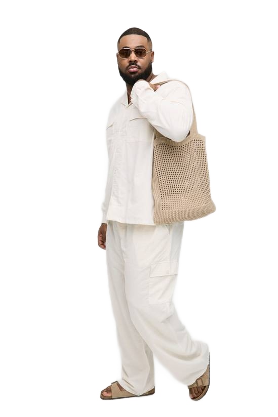 Boohooman Klasický Krémový Set Košile A Kalhoty Plus Size XXL Z3A