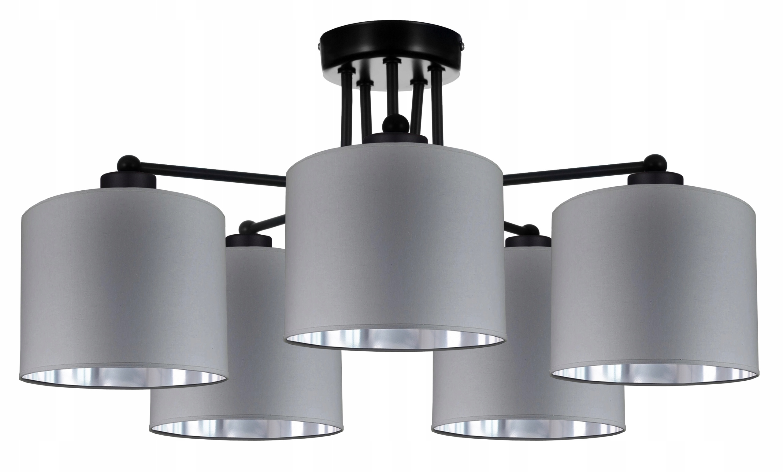 

Lampa Plafon Sufitowa Żyrandol Szaro - Srebrny