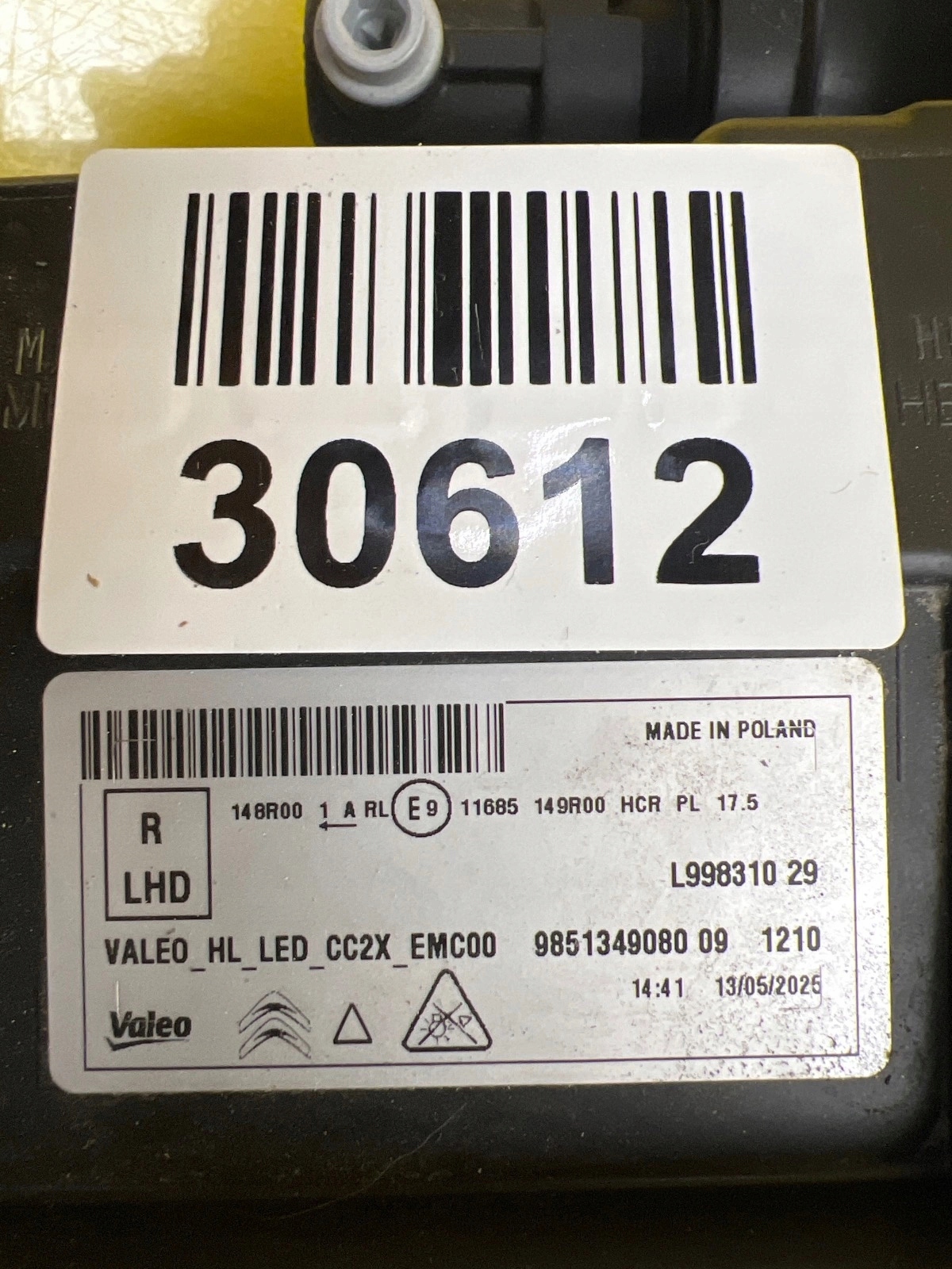 light right Citroen C3 IV E-C3 2024 Full Led 9851349080