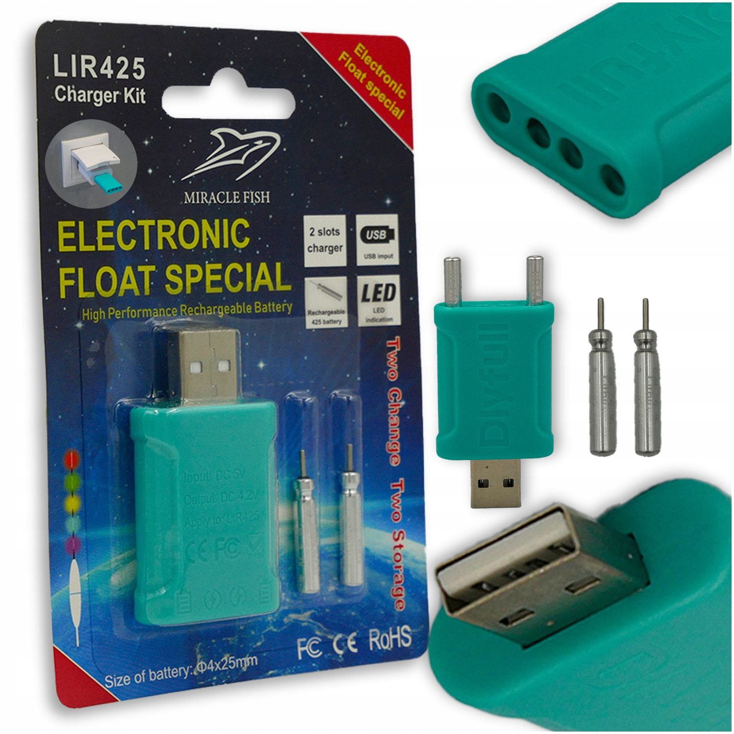 Ładowarka Usb Do Akumulatorów Cr 425 2x akumulator