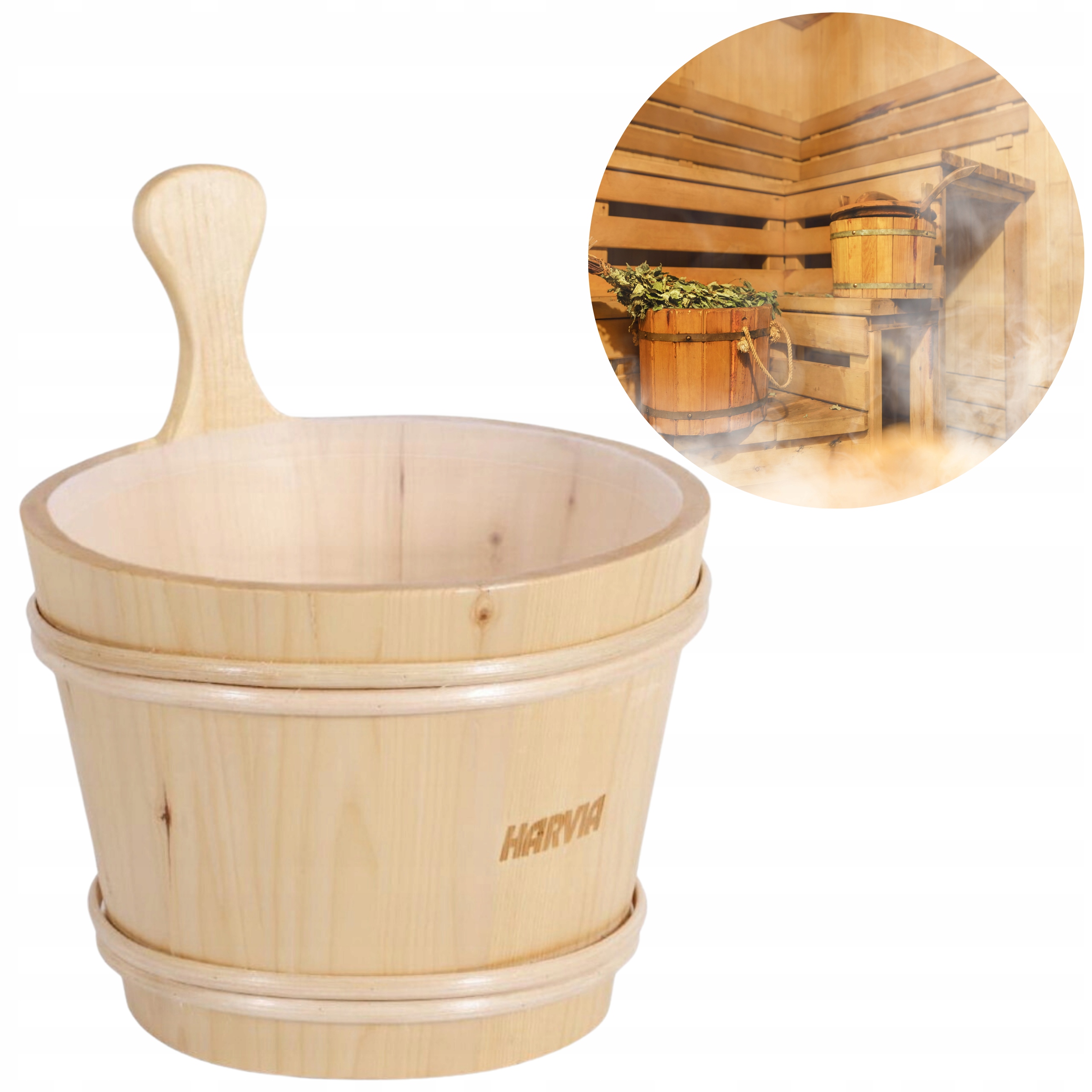 Ceber Do Sauny Drevená Borovica S Rukoväťou 7L Vedro Harvia Plastová vložka