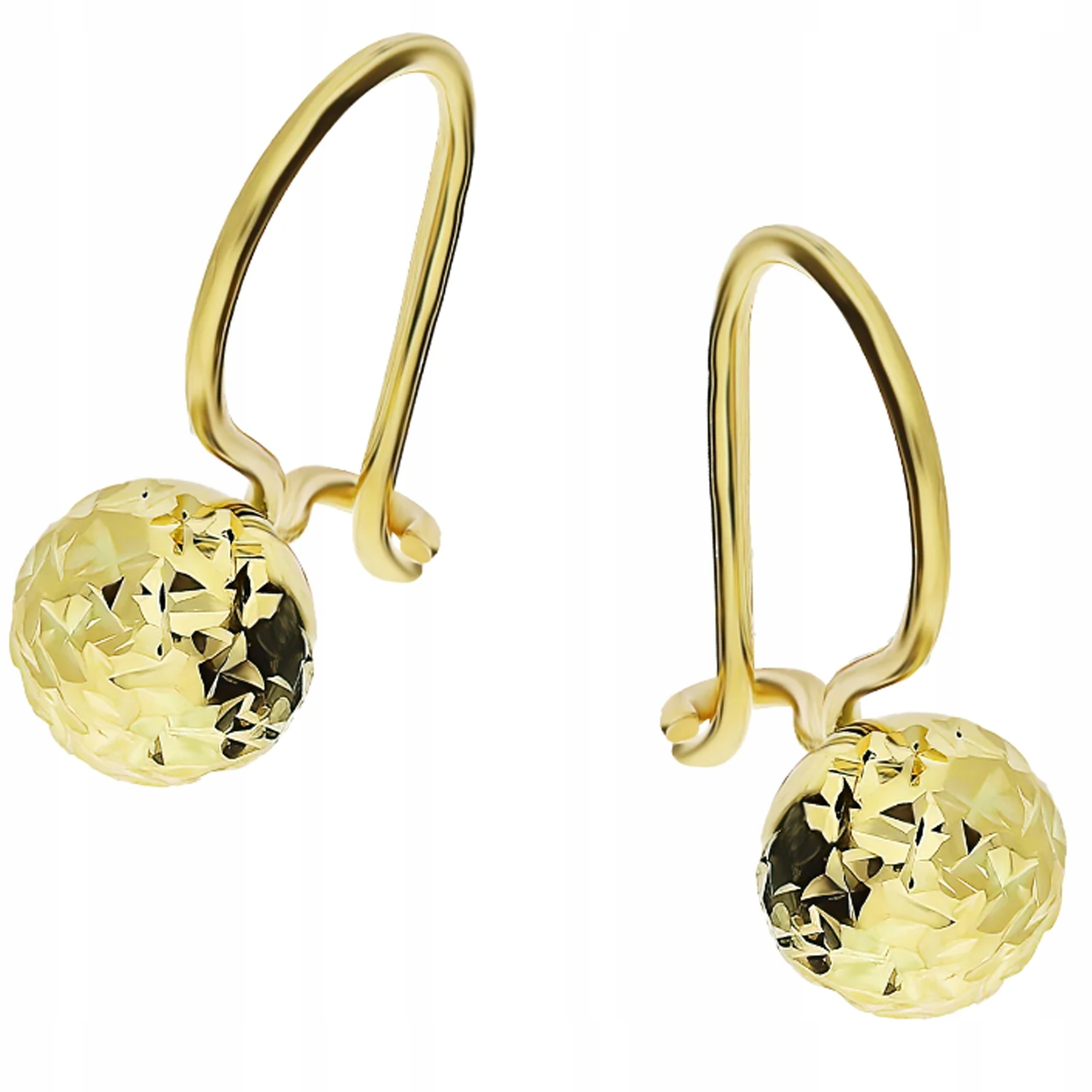 Náušnice ze žlutého zlata 585 s diamantovými kuličkami a zapínáním na patentky jako dárek