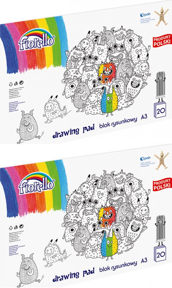 BLOK RYSUNKOWY A3 BIAŁY 20 kartek Fiorello x 2 szt