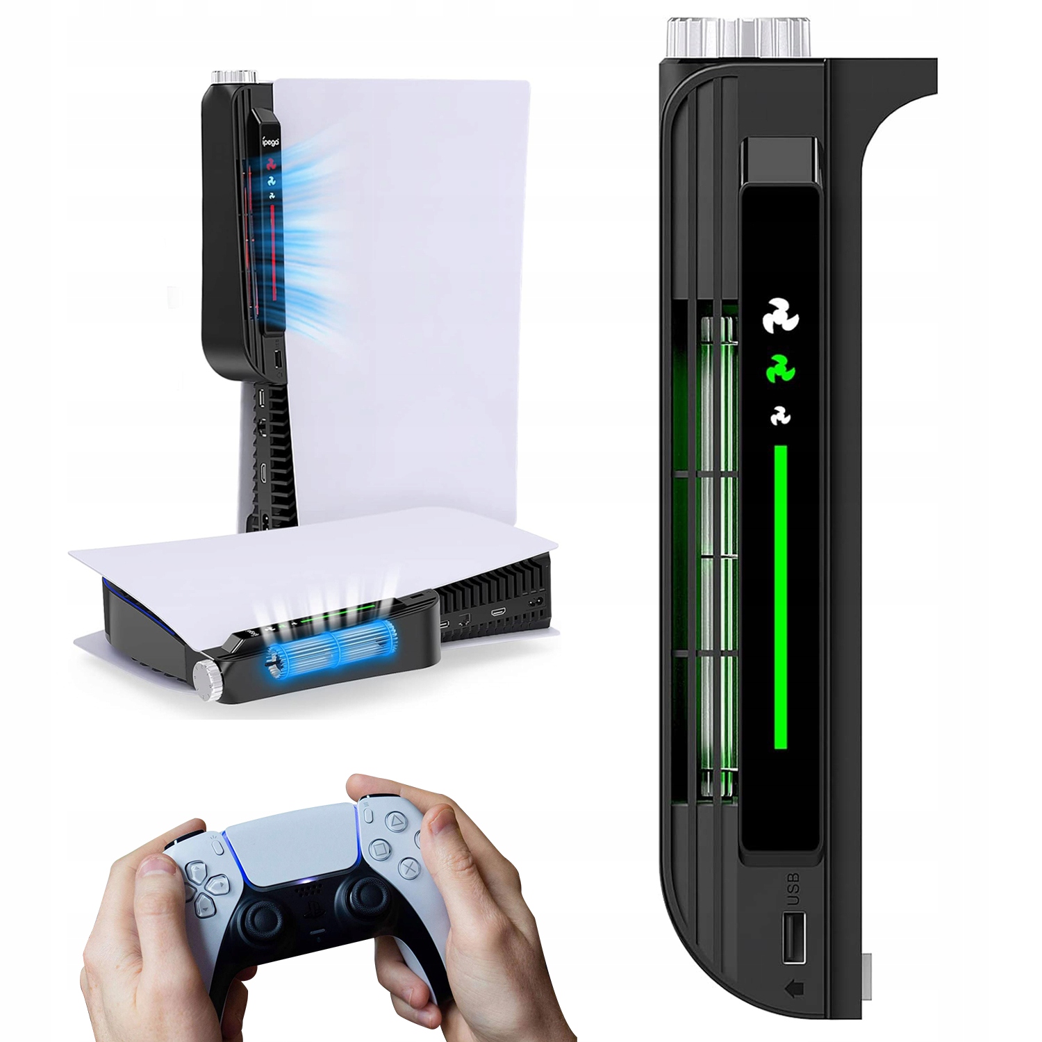 Wentylator Chłodzący Dla PS5 Z Regulowaną Prędkością I Led