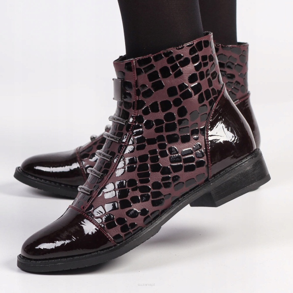 

Bordowe botki damskie M.daszyński SA62-92 Lak r37