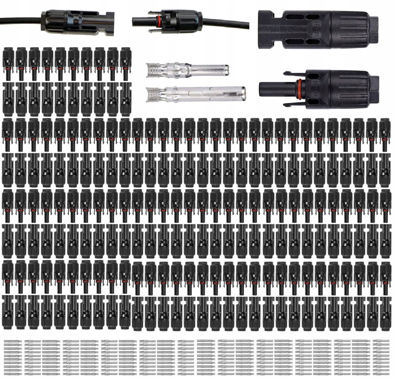 100 párů solárních konektorů, solární zásuvka konektor, kabel 2.5-6 mm²