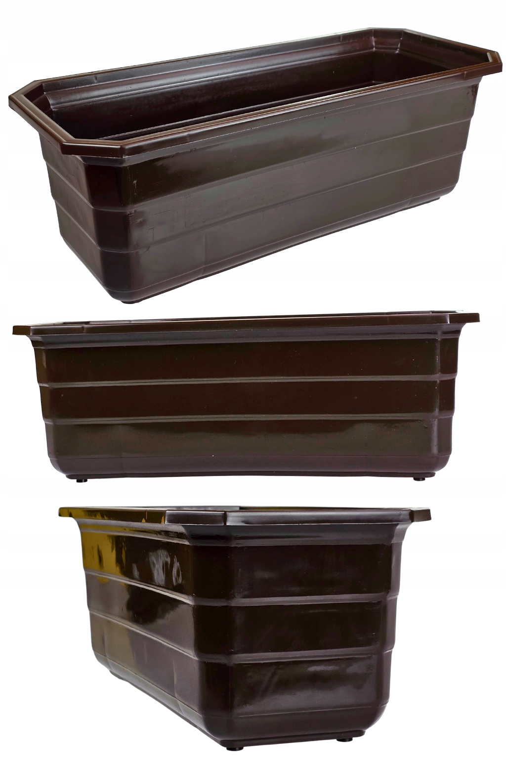 10 x Doniczka balkonowa, Skrzynka na kwiaty 40x16,5 cm, Brązowy