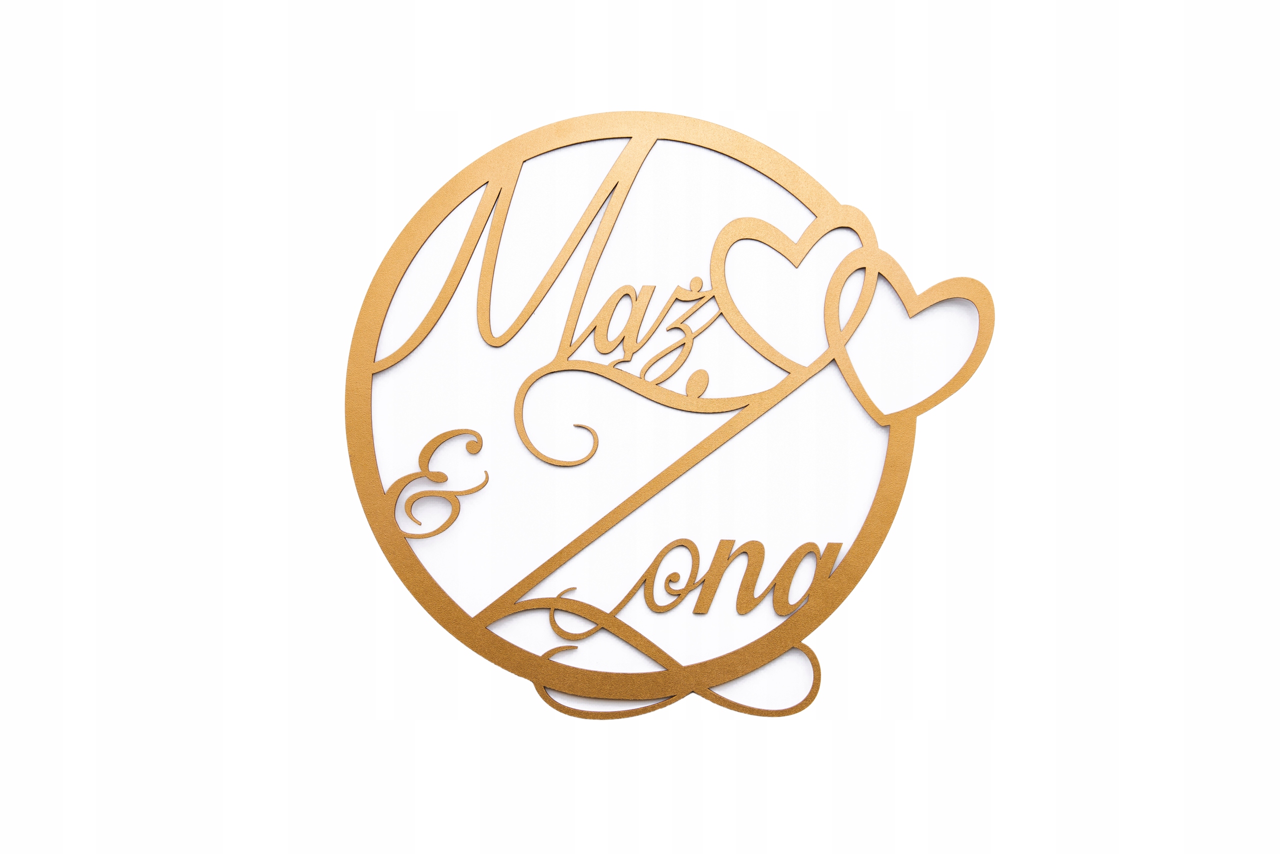 Obręcz dekoracyjna Mąż Żona ślub wesele 40cm złota