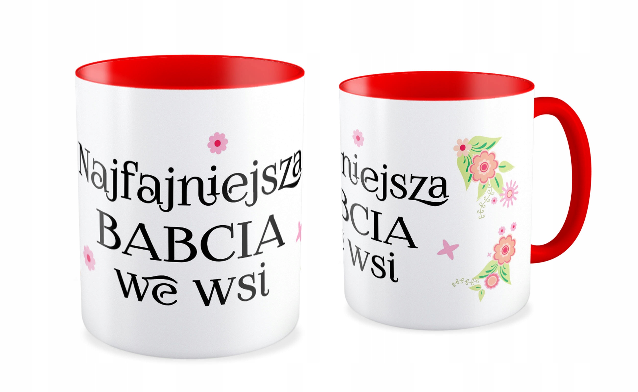 

Kubek czerwony prezent Dzień Babci lub Dla Dziadka