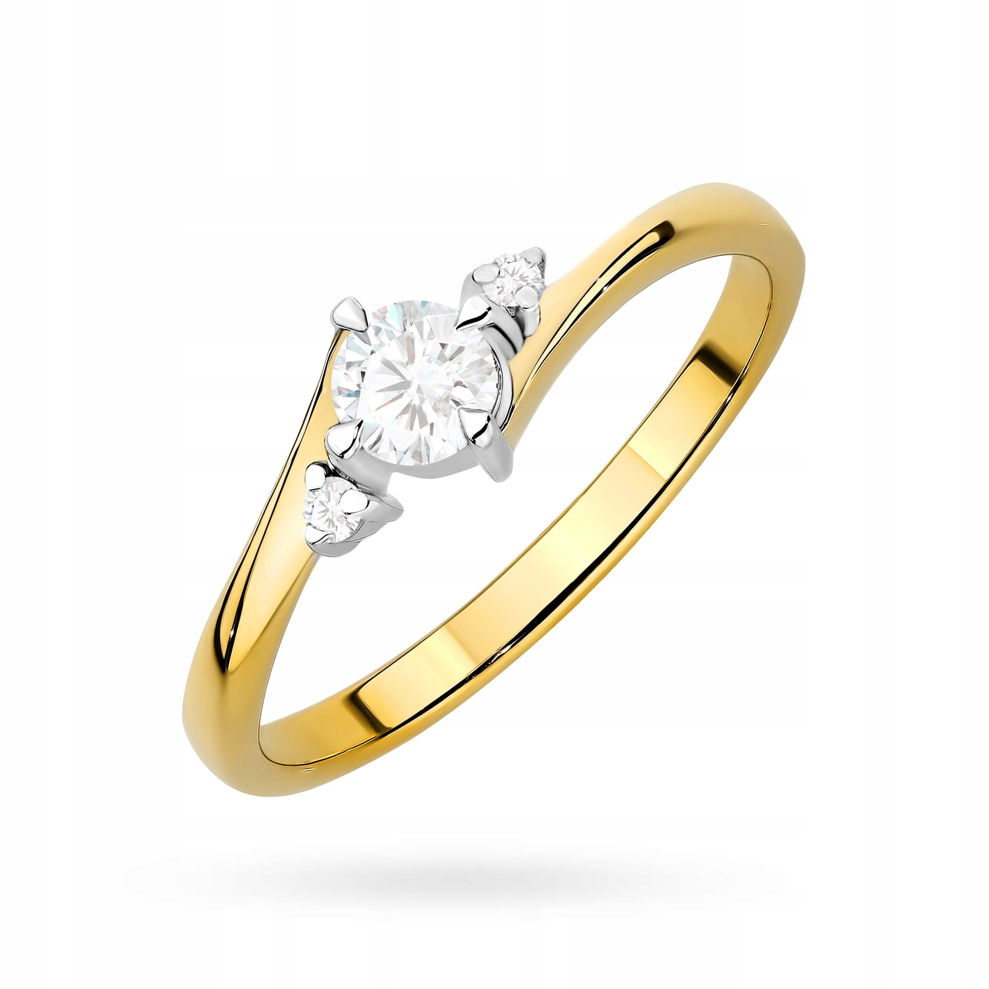 Złoty pierścionek 585 z diamentem laboratoryjnym 0.25ct zaręczynowy modny
