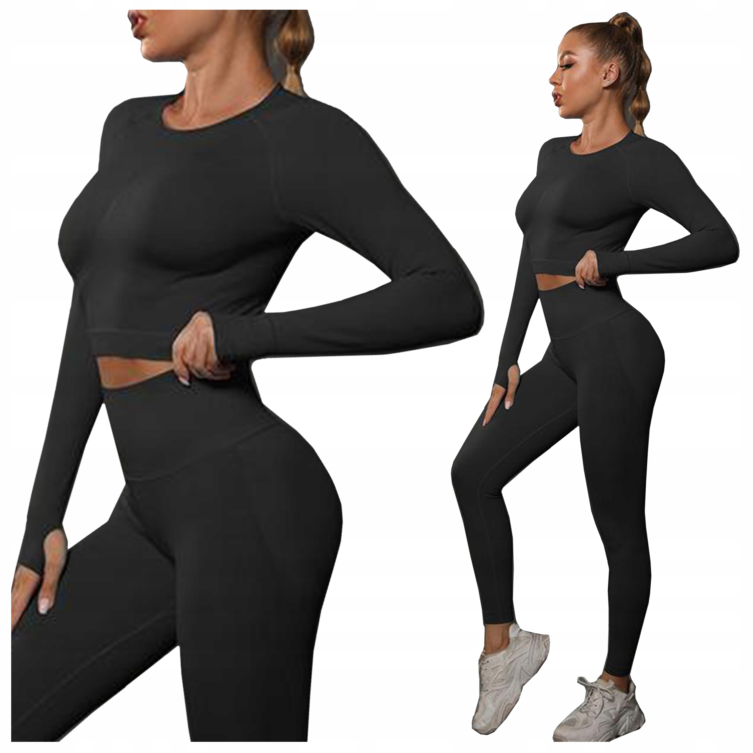 Komplet sportowy dwuczęściowy Legginsy top Zestaw na siłownię Fitness L
