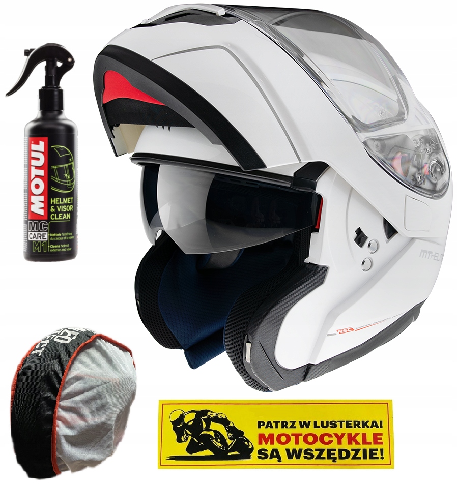 KASK SZCZĘKOWY MT ATOM BIAŁY Z BLENDĄ r. L