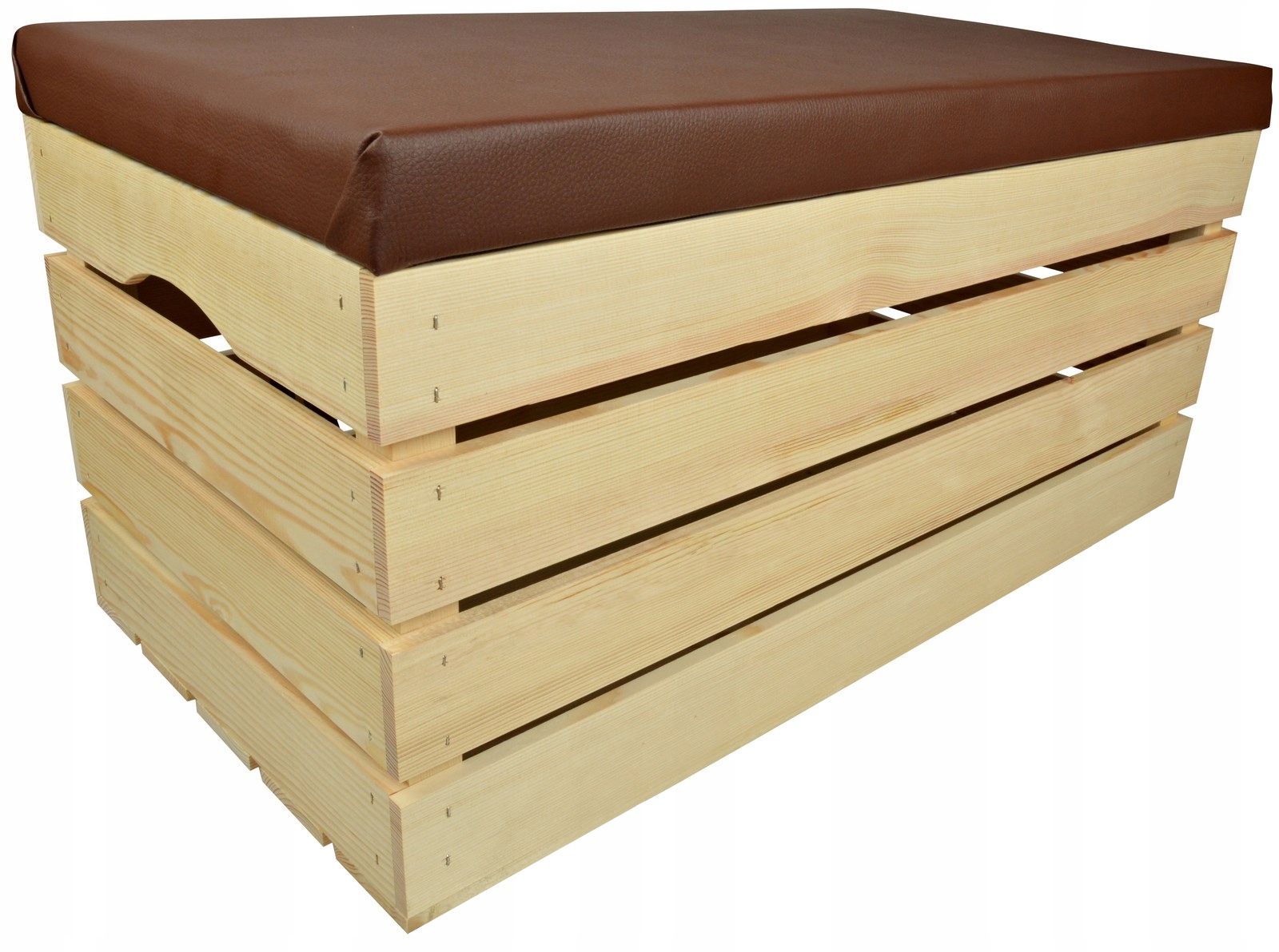 Velká Taburet Dřevěná Ekokůže Borovice Sedák Kufr