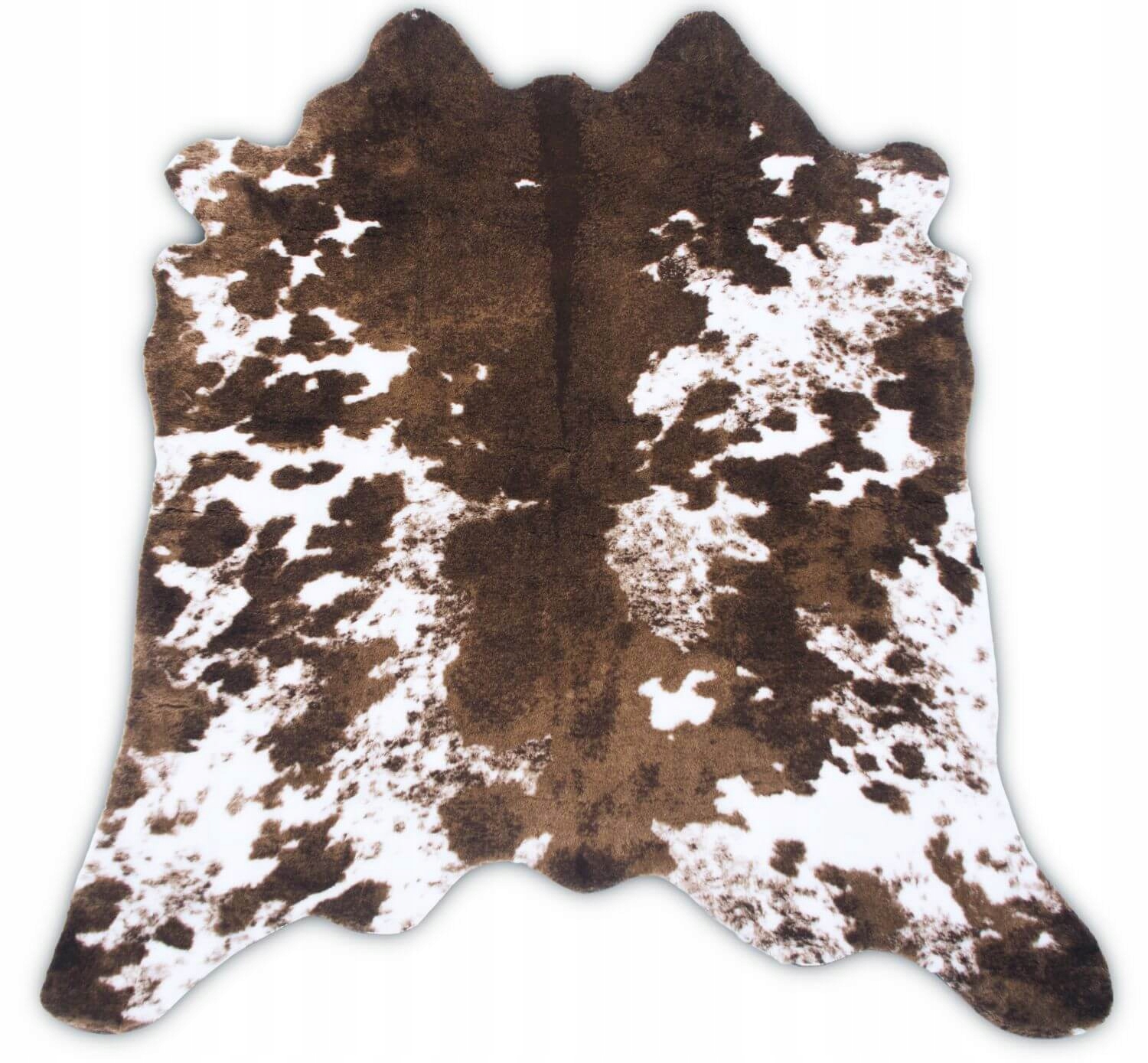 Dywan Sztuczna Skóra Bydlęca Do Salonu Dywanik Biały Brązowy 130X130