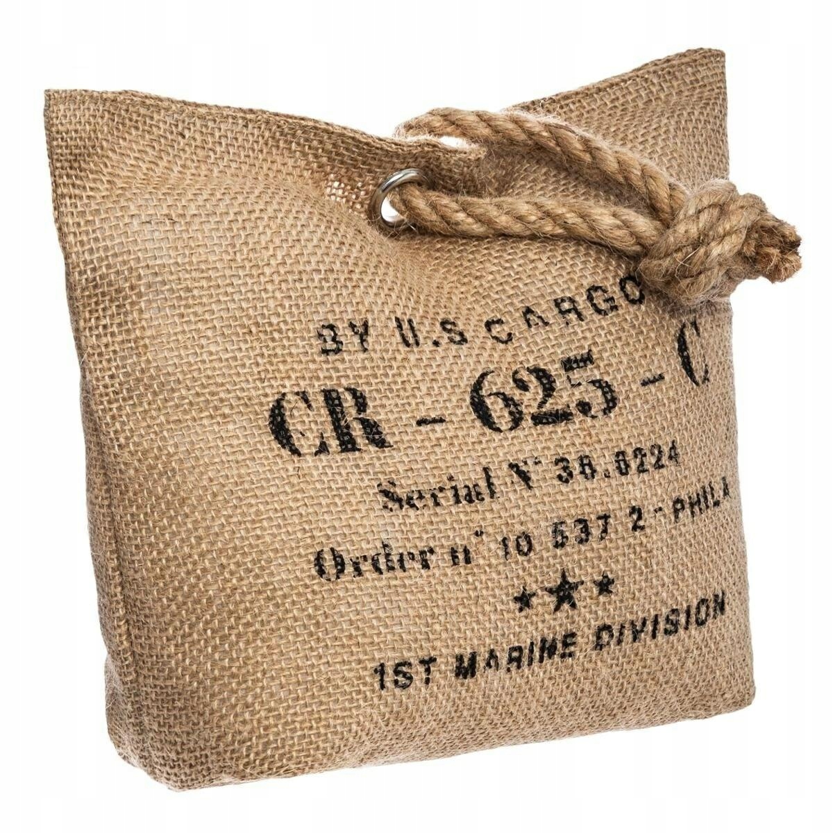 STOPER DO DRZWI brązowy JUTOWY RETRO z nadrukiem