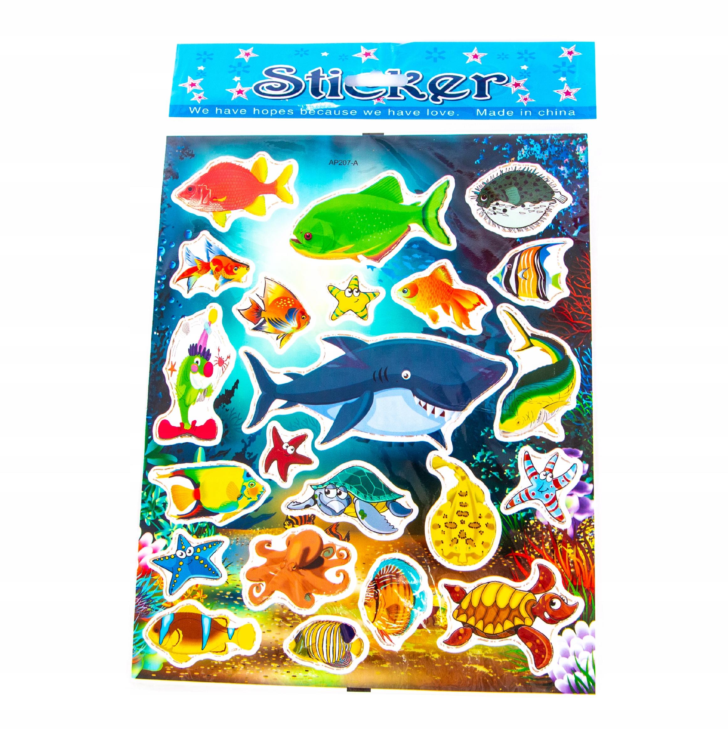 ZESTAW NAKLEJEK RYBKI MORSKIE ZWIERZĘTA