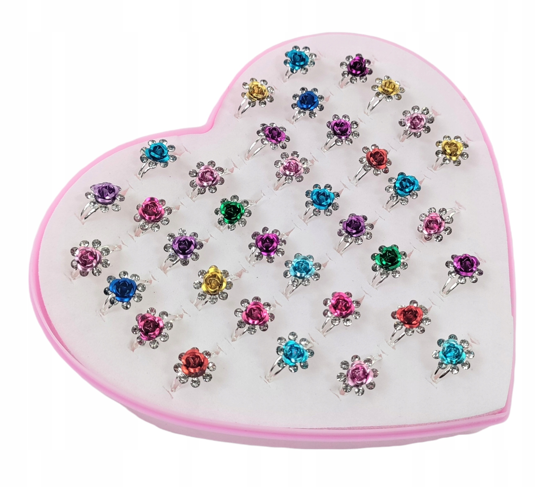 BIŻUTERIA PIERŚCIONKI DLA DZIEWCZYNKI zestaw 36szt Stan opakowania oryginalne