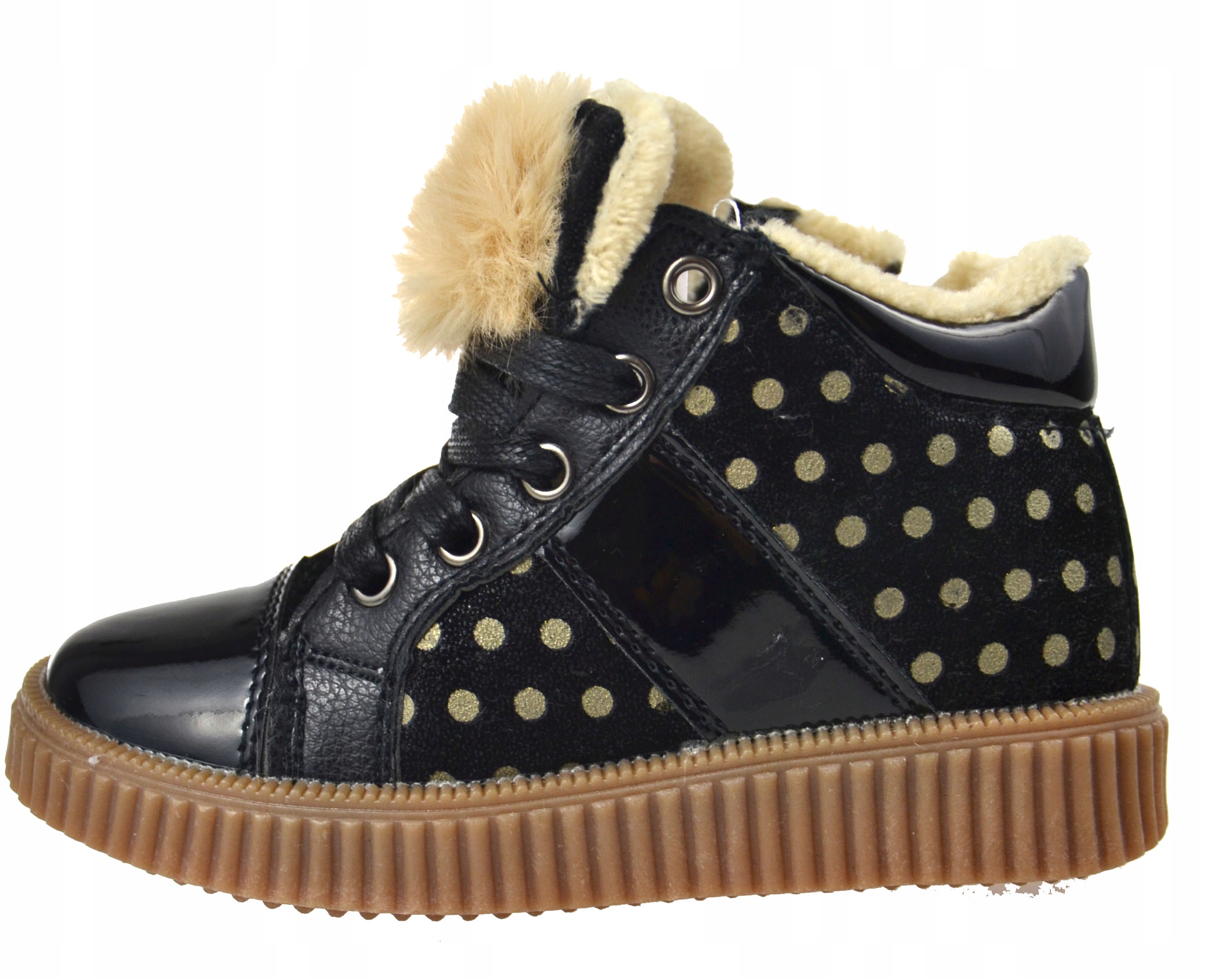 Kids Botki Trampki PUSZEK KROPKI Ciepłe Czarne r26 Płeć dziewczynki