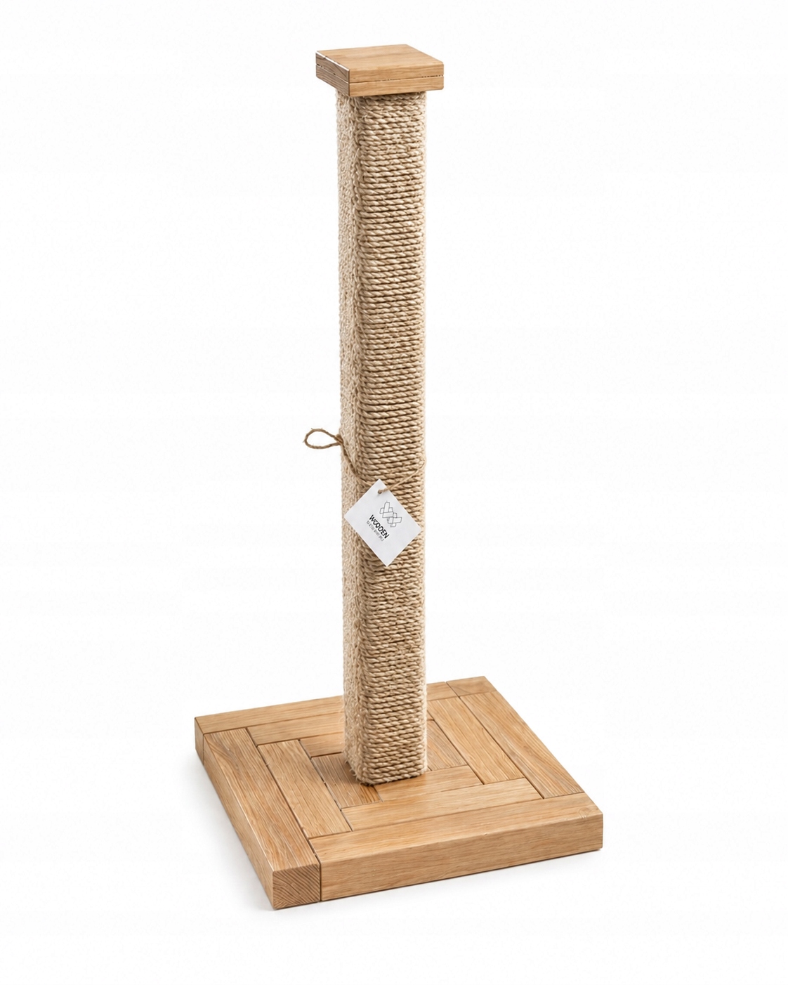 Škrabadlo pro kočky, škrabací sloupek 90 cm, dřevo pevné, stabilní, světlý dub