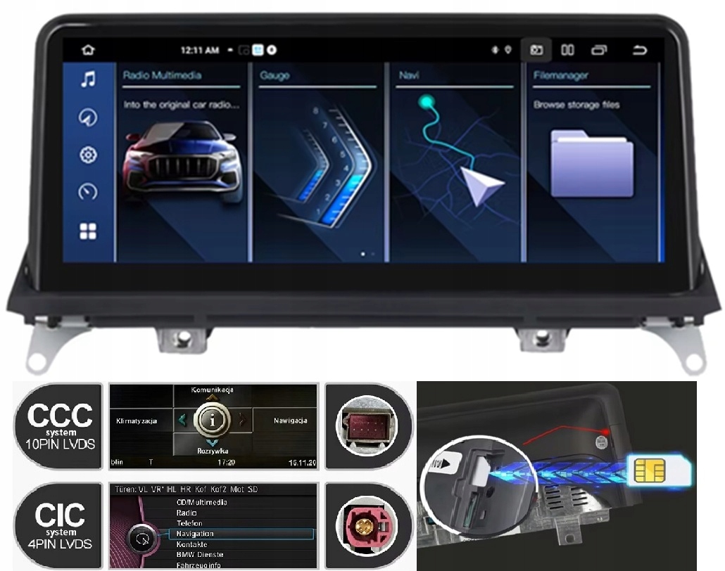 Radio Nawigacja Ekran Android Bmw X5 E70 X6 E71 Carplay CIC +kamera 8/256GB