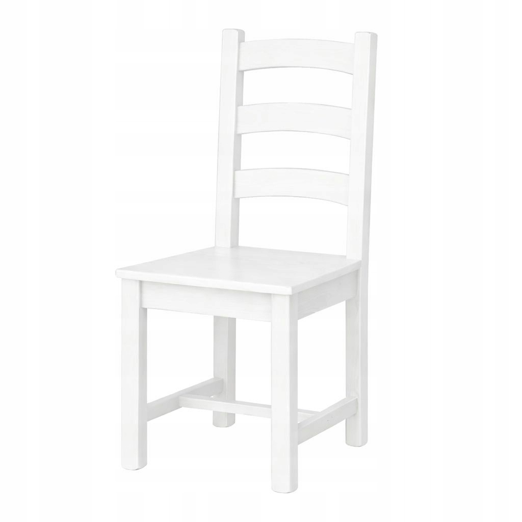 Dřevěná Borovicová Židle F Bílá Kuchyňská Pevná Konstrukce, Stabilní